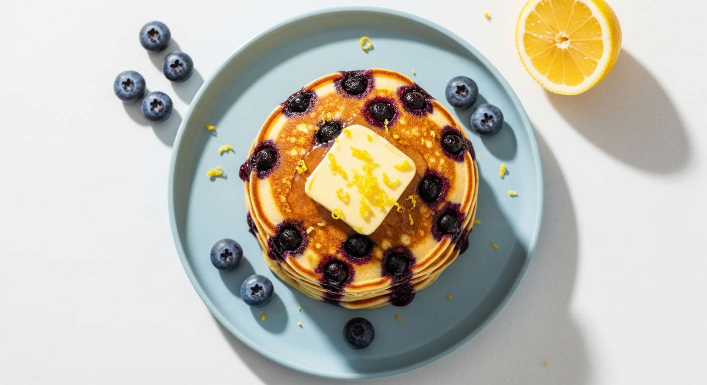 Blueberry American Stack with Lemon Butter